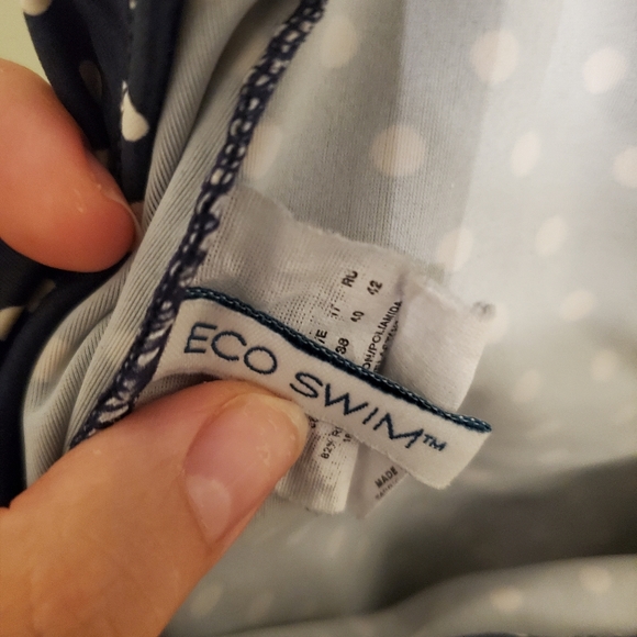 Eco swim One piece swim dress around neck tie polka dot bow detail back Size 6 - Picture 5 of 7